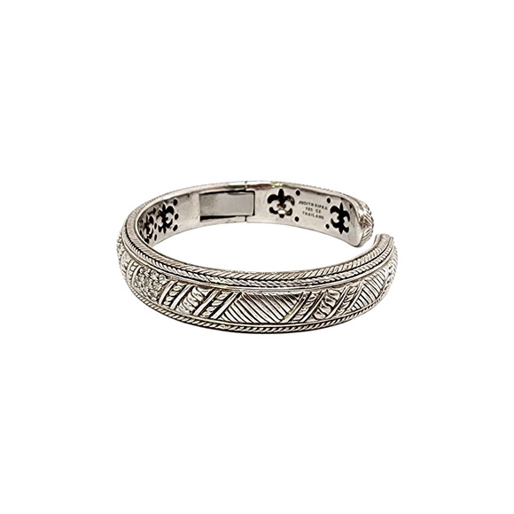 Judith Ripka Sterling Silver CZ Diamonique Hinged Cuff Bracelet (B) #12820 - Picture 2 of 10
